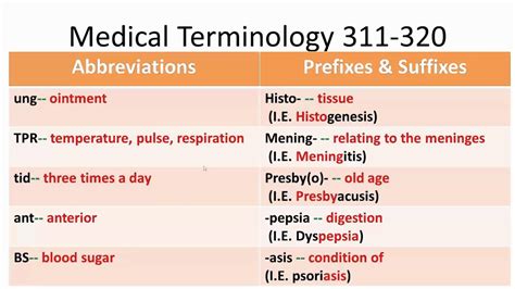 Medical Terminology 311 320 Youtube