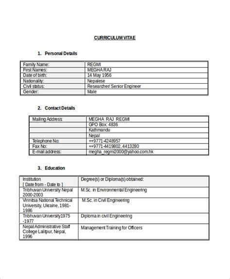engineering resume template   word documents