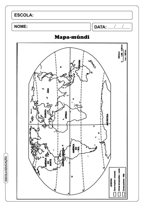 Mapa Mundi Para Imprimir E Colorir Escola Educa O