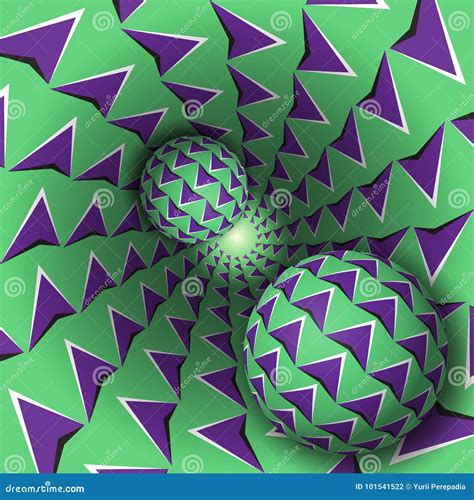 Optical Illusion Illustration Two Balls With Arrows Pattern Stock