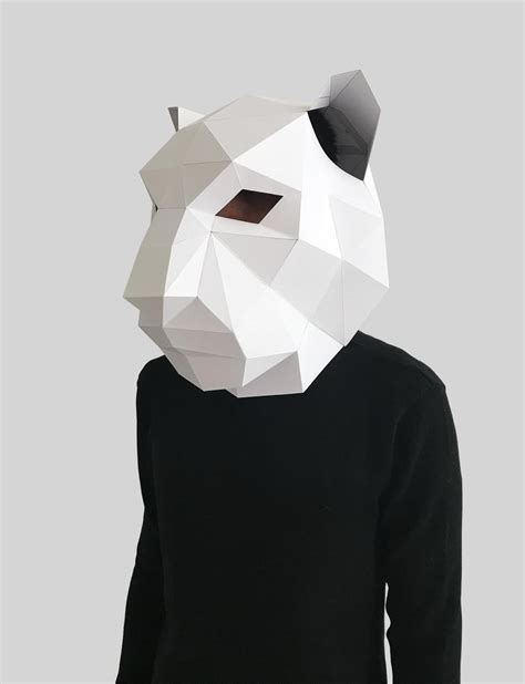 White Tiger Paper Mask Make Your Own D Low Poly Paper Mask Etsy