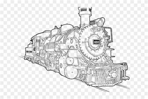 Drawn Railroad Steam Powered Train Line Drawing Of Steam Locomotive