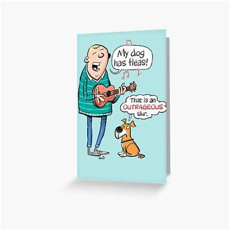My Dog Has Fleas Ukulele Cartoon Greeting Card For Sale By Timtoons