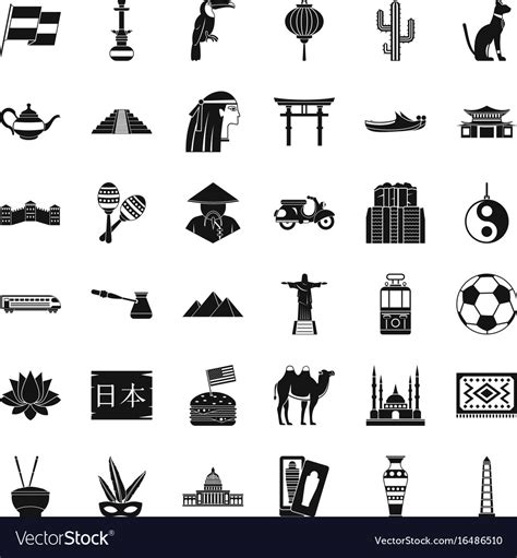 World Culture Icons Set Simple Style Royalty Free Vector
