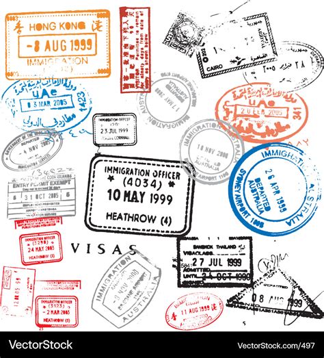 Passport Stamps Royalty Free Vector Image Vectorstock