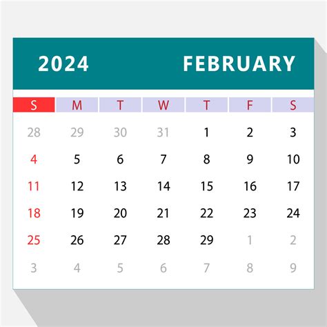 February 2024 Calendar Template Vector Design 25796446 Vector Art At