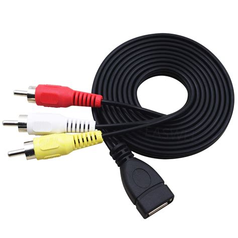 2021 15m Usb A Female To 3 Rca Phono Av Cable Lead Pc Tv Aux Audio