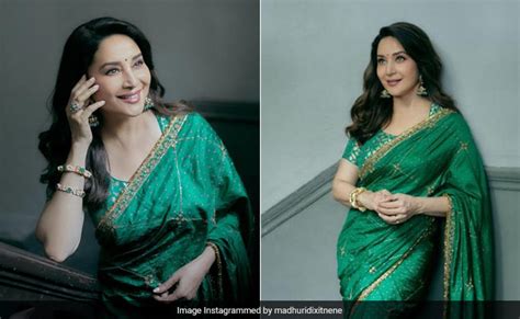 Madhuri Dixits Stunning Emerald Green Saree Is Just Another Day Of