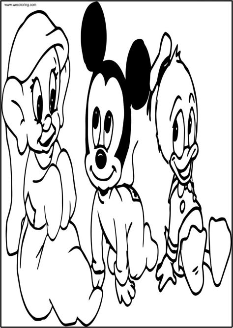 Baby Mickey Other Friends Free A4 Printable Coloring Page