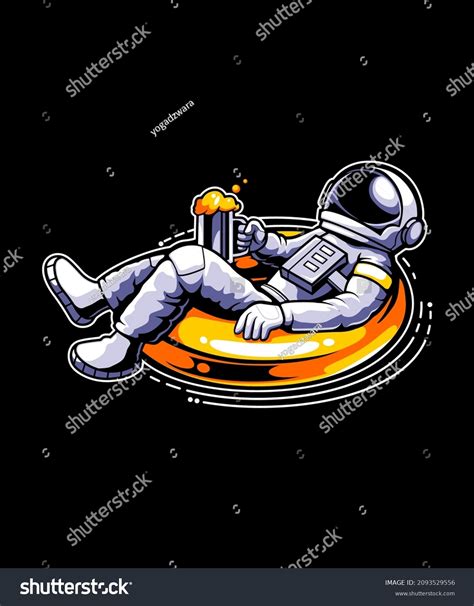 Astronaut Holds Beer Pint Vector Art Stock Vector Royalty Free 2093529556