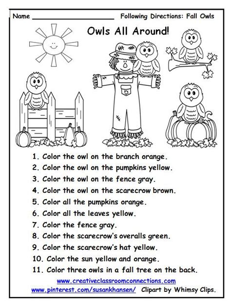 Follow Directions Worksheets