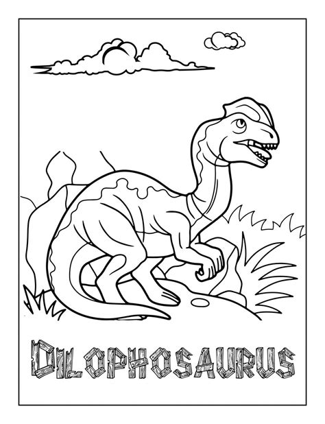 Dilophosaurus Dinosaur Coloring Pages Sketch Coloring Page