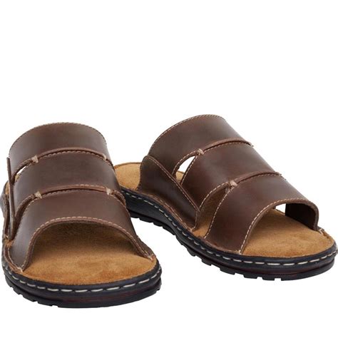 Buy Onfire Mens Leather Mules Brown