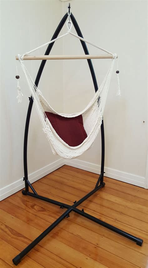 Hang around in a air chair. White Cotton Rope Hammock Chair With Tassels With Stand - Heavenly Hammocks