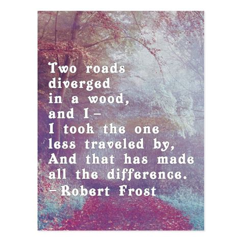 The Road Not Taken Robert Frost Poem Postcard In 2021