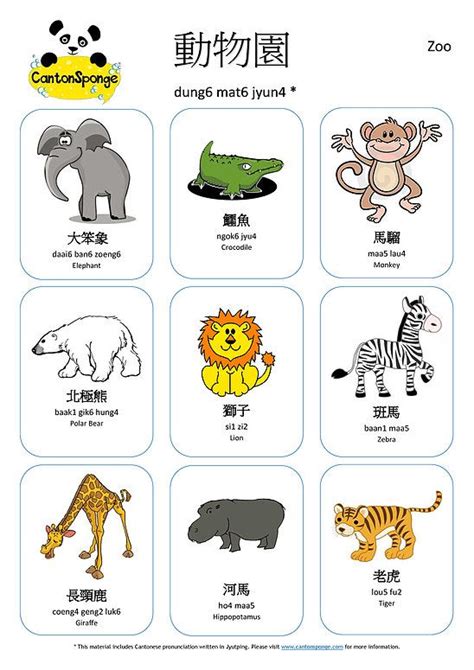 Learn Cantonese At A Zoo Cantonsponge Cantonese Language Learning