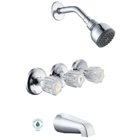 Learn how to properly hook up a shower or bathtub faucet while ensuring optimal water pressure and temperature. Glacier Bay Aragon 3-Handle 1-Spray WaterSense Tub and ...