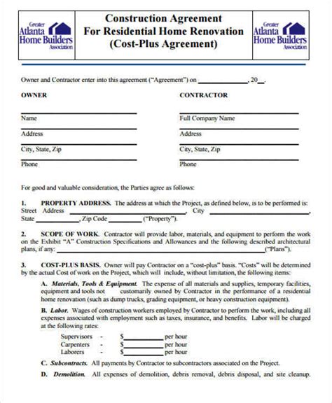 A remodeling contract doesn't have to be printed off a computer—or contain a bunch of legalese—to get the job done. FREE 16+ Construction Contract Templates in MS Word ...