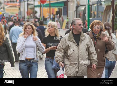 Russians Walking On Arbat Street Moscow Russia Stock Photo Alamy