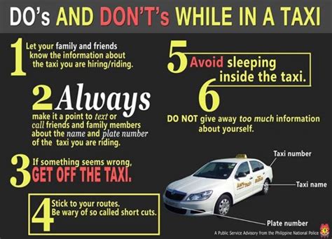 Pnp Shares Safety Tips While Riding Taxi In The Philippines Infographic