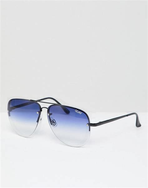 Quay Muse Fade Aviator Sunglasses In Ombre Tinted Lens In Black Lyst