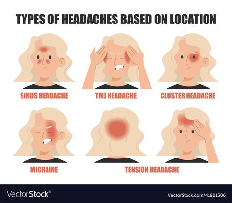 Types Of Headache Based On Location Isolated Vector Image