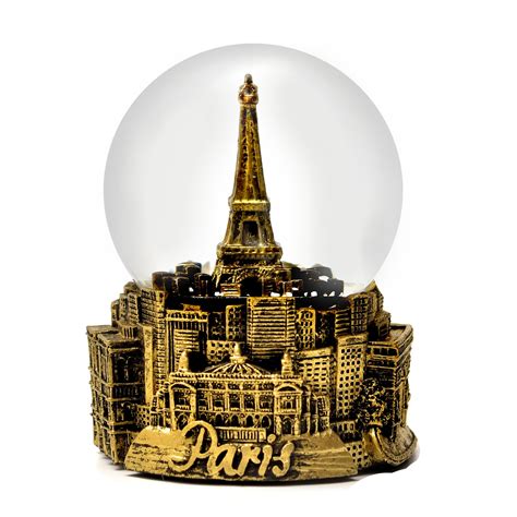 Paris Snow Globe 65mm In Gold Tone