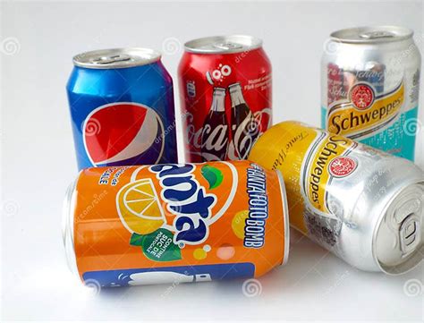 Refreshing Non Alcoholic Carbonated Soda Cans Editorial Stock Photo