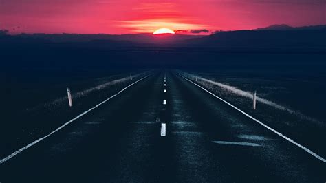 Long Alone Dark Road Sunset View Hd Photography 4k Wallpapers Images