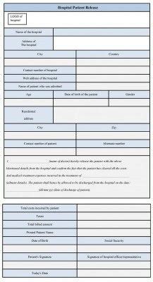 hospital patient release form doctors note template