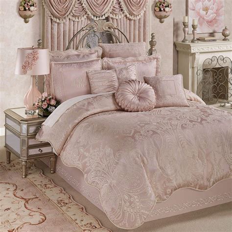 touch of class romantic princess blush oversized jacquard woven scrollwork comforter set queen