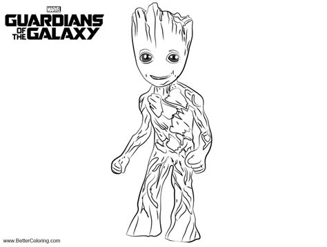 Guardians Of The Galaxy Coloring Pages Baby Groot Free Printable