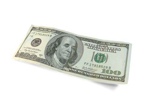 Money Free Stock Photo A Hundred Dollar Bill Isolated On A White