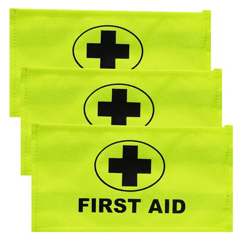 Triple Pack Yellow First Aider Aid Id Identification Armband Badge