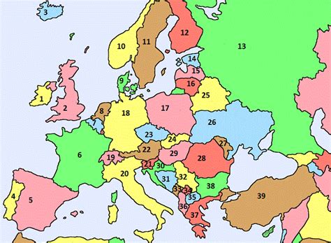 Map Of Europe Numbered Mapofmap1
