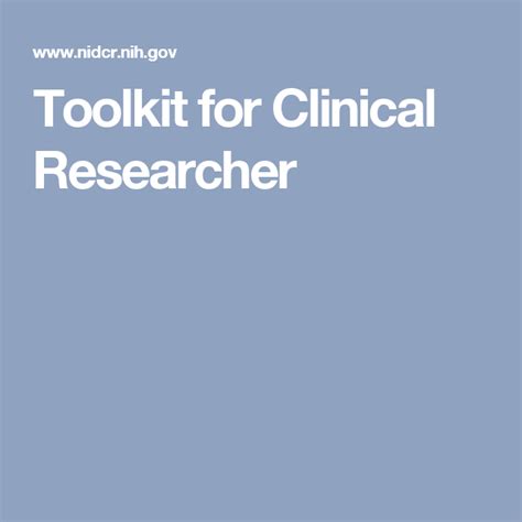 Toolkit For Clinical Researcher Toolkit Educational Materials Education