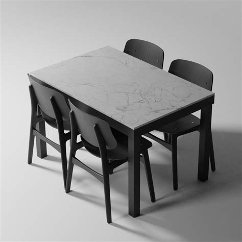 The furniture is a modern yet elegant addition to the dining room or office. Design Table and Chairs SET 3D | CGTrader
