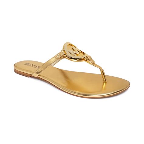 Michael michael kors women sandals on yoox. Michael Kors Melodie Flat Thong Sandals in Gold (Metallic) - Lyst