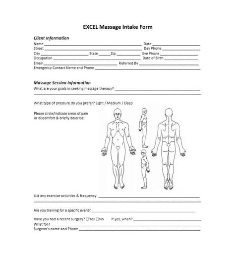 Best Massage Intake Forms For Any Client Printable Templates