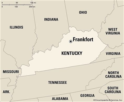 Frankfort Capital City State Capital Bluegrass Region Map Britannica