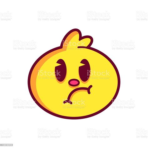 Vector Cartoon Thoughtful Face Happy Emoji Stock Illustration