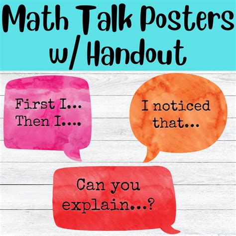 Math Talk Conversation And Discussion Sentence Stem Posters With Student