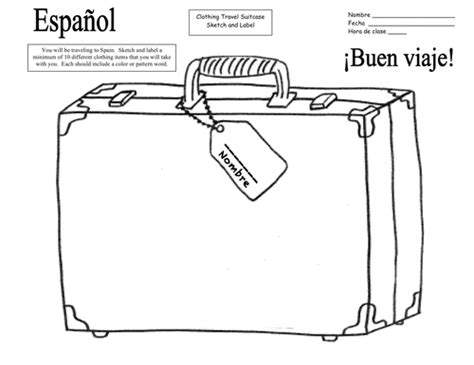 Download Spanish Clothing Travel Suitcase Sketch and Label and ...