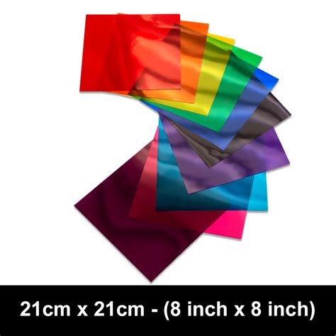 Acetate Light Filters 21cm X 21cm 10 Colours