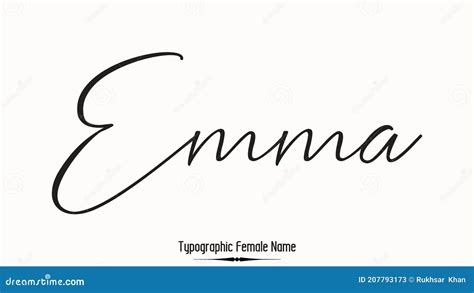 Emma Female Name Beautiful Handwritten Lettering Modern Calligraphy