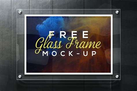 realistic glass frame mockup  psd  mockup