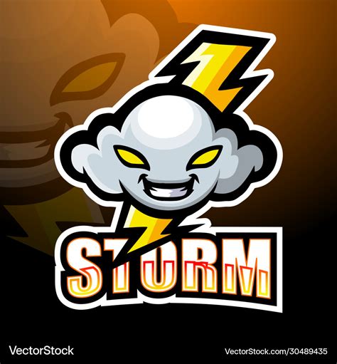 Storm Cloud Mascot Esport Logo Design Royalty Free Vector