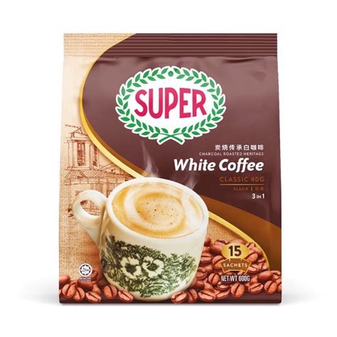 Super White Coffee 3in1 Charcoal Roasted Classic 40g X 15 Sachets