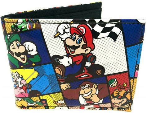 Bioworld Mario Kart Sublimated Graphic Print Pu Faux Leather Mens