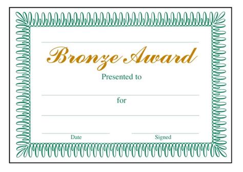 Bronze Award Classic Certificate School Merit Stickers